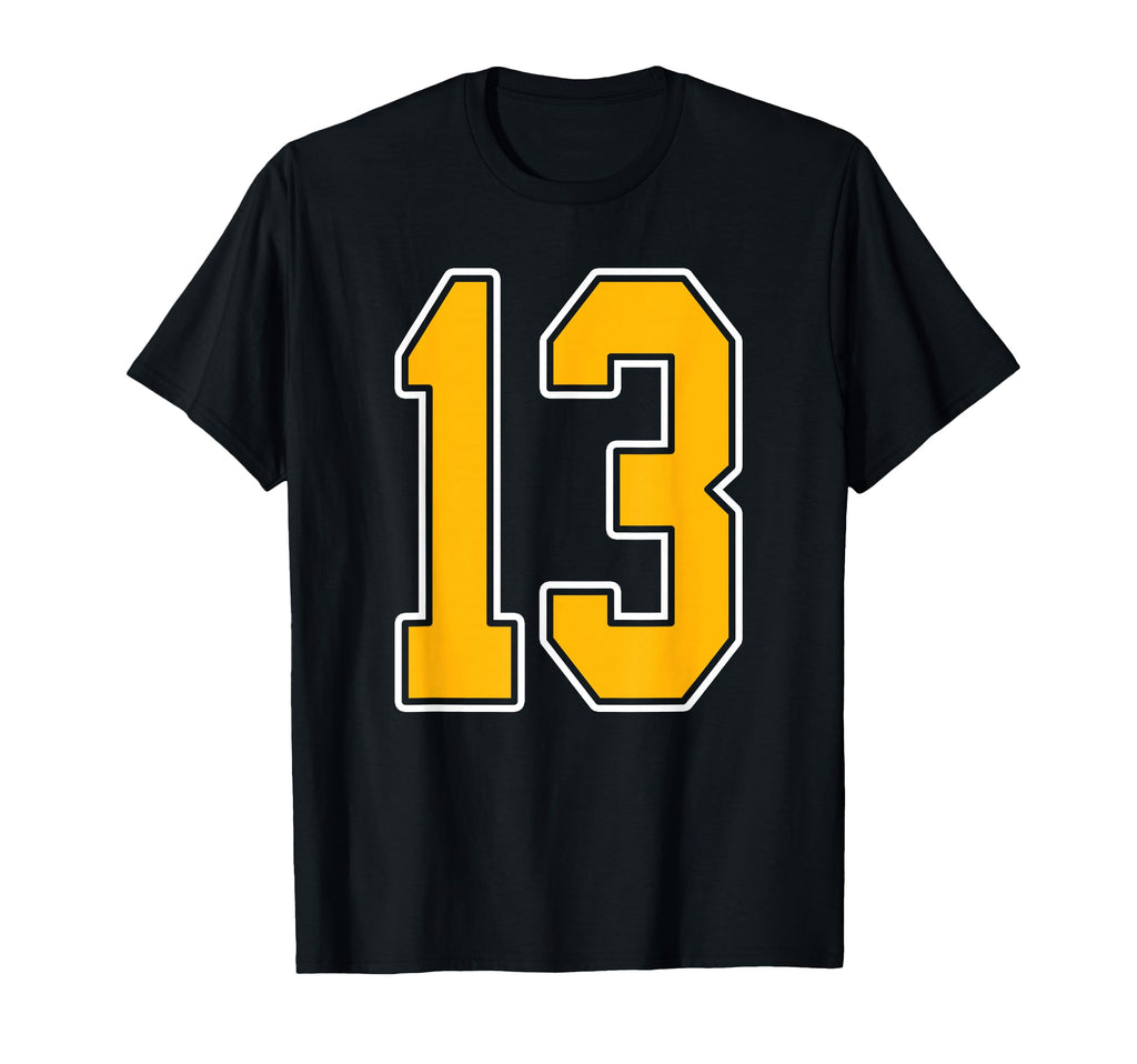 Gold And White Sports Number 13 Jersey T-Shirt - Minimalist Print Unisex