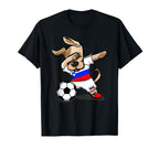 Dabbing Dog Slovenia Soccer Fans T-Shirt - Casual Everyday Wear Men Women