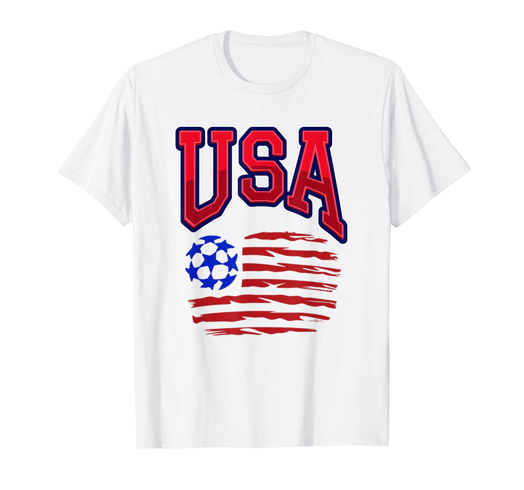 Grunge Aesthetic Usa Flag Soccer Fans T-Shirt - Custom Art Print Unisex