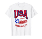 Grunge Aesthetic Usa Flag Soccer Fans T-Shirt - Custom Art Print Unisex