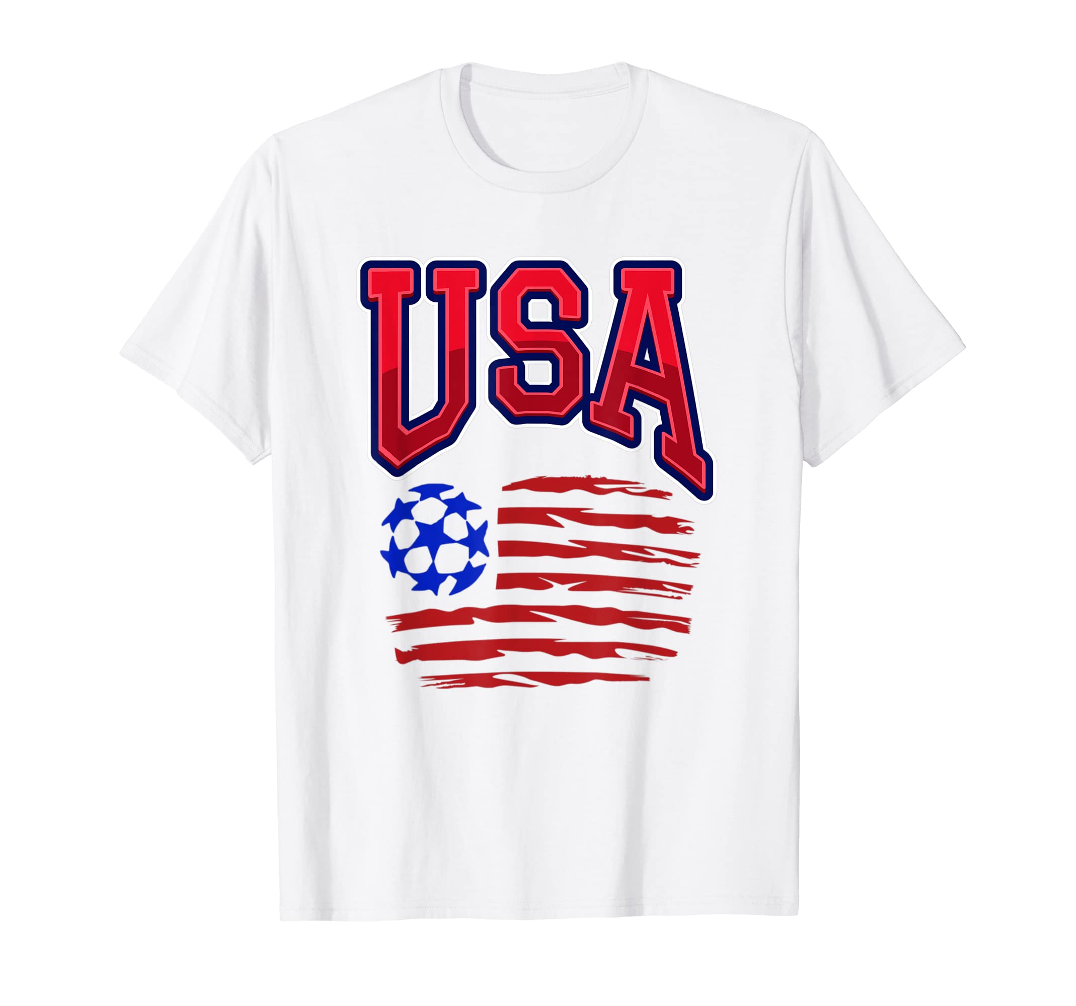 Grunge Aesthetic Usa Flag Soccer Fans T-Shirt - Custom Art Print Unisex