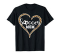 Soccer Mom Leopard Heart Soccer Ball Mommy T-Shirt - Trendy Graphic Unisex