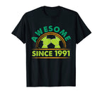 Awesome Since 1991 Funny Soccer T-Shirt - Casual Everyday Wear for Adults