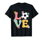 Colorful Love Soccer Floral Accents T-Shirt - Aesthetic Graphic for Adults