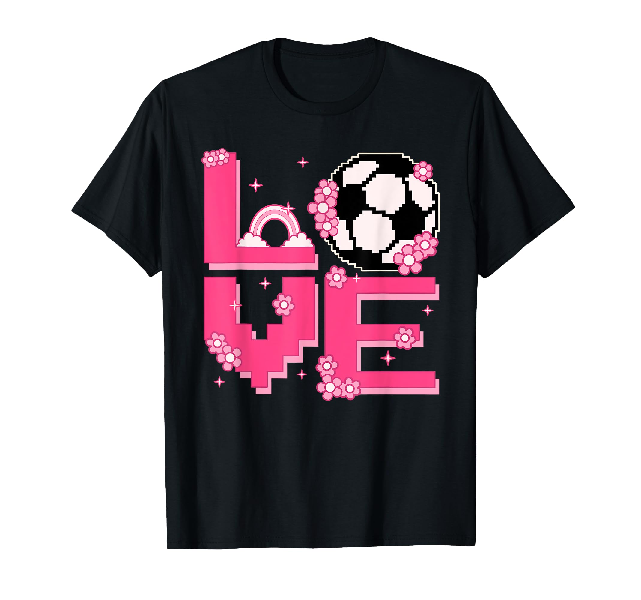 Pixel Art 60S 70S Hippie Outfit Love T-Shirt - Graphic Print for Adults