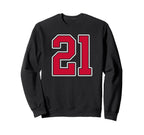 Red White Number 21 Jersey Player Sweatshirt - Aesthetic Graphic Unisex