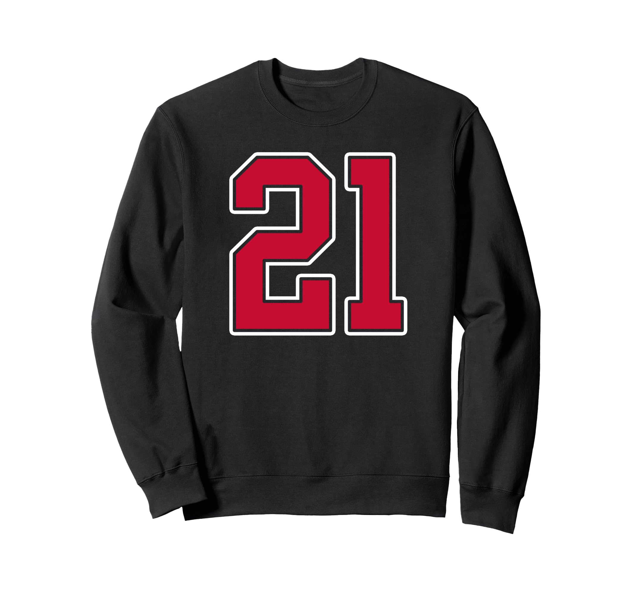 Red White Number 21 Jersey Player Sweatshirt - Aesthetic Graphic Unisex