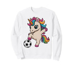 Unicorn Soccer Just Who Loves Kickin Sweatshirt - Graphic Print Unisex