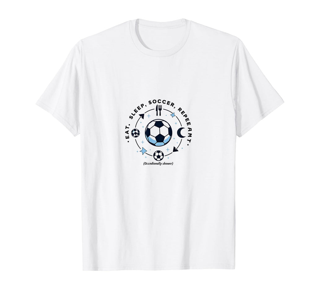 Eat Sleep Soccer Repeat Funny Sweatshirt - Casual Everyday Wear for Adults
