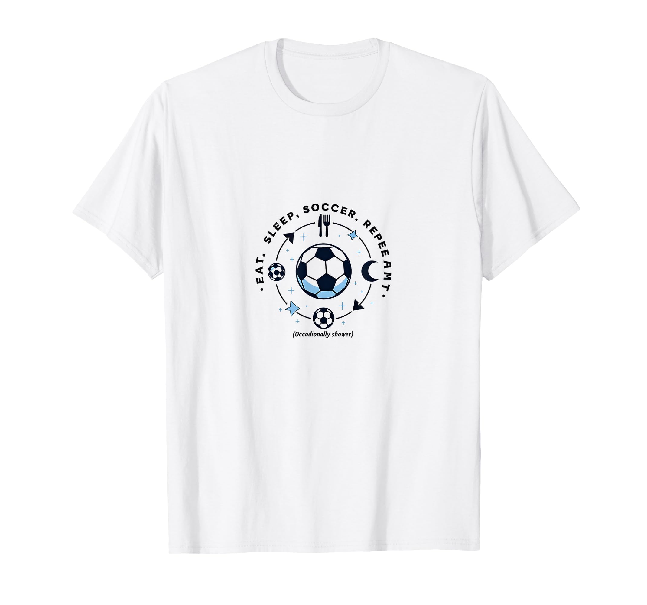 Eat Sleep Soccer Repeat Funny Sweatshirt - Casual Everyday Wear for Adults