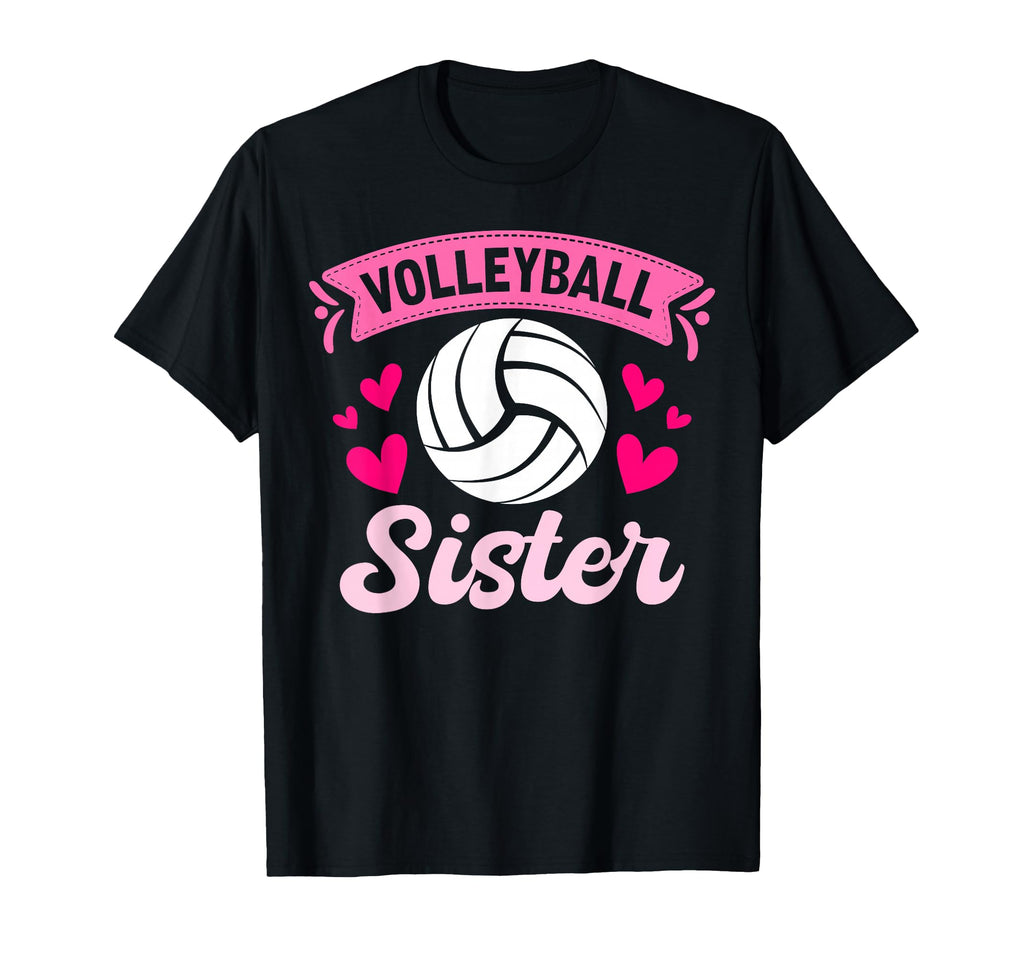 Volleyball Sister Heart T-Shirt - Graphic Print for Adults