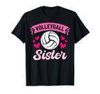Volleyball Sister Heart T-Shirt - Graphic Print for Adults