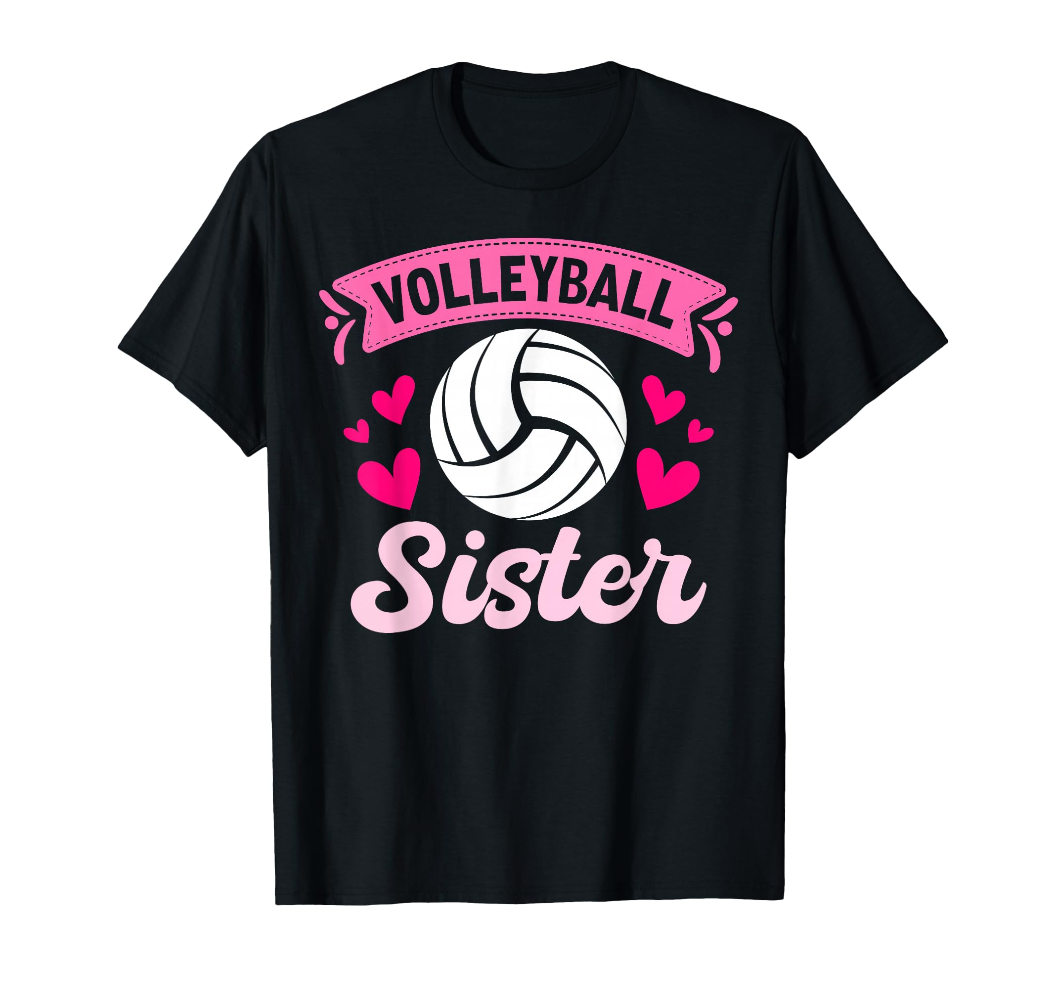 Volleyball Sister Heart T-Shirt - Graphic Print for Adults