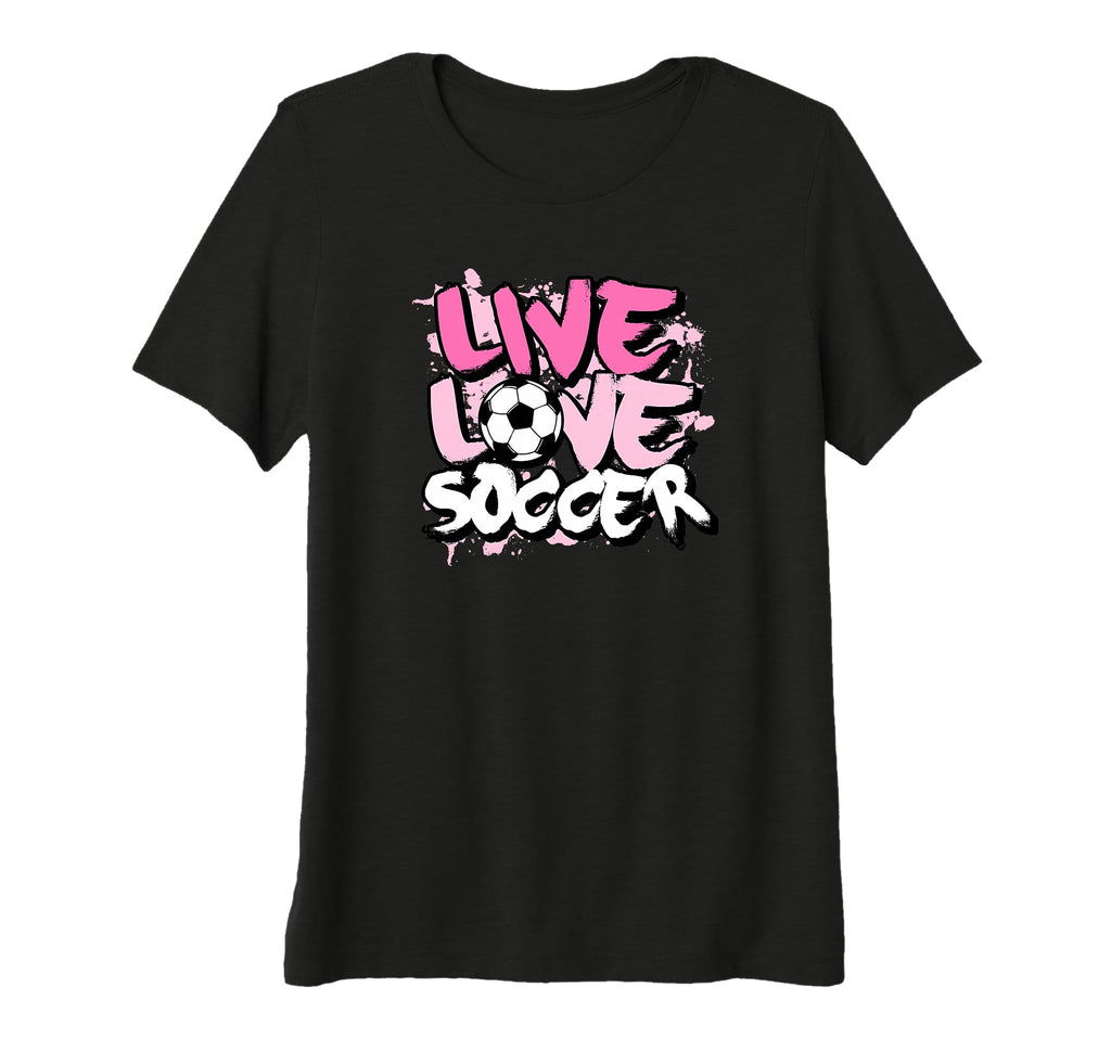 Womens Live Love Soccer Tri Blend T-Shirt - Aesthetic Graphic Men Women