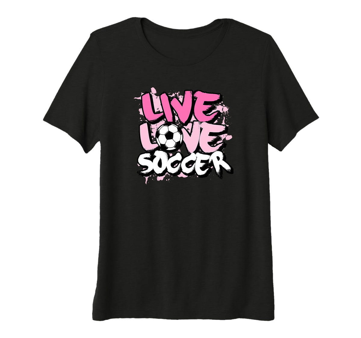 Womens Live Love Soccer Tri Blend T-Shirt - Aesthetic Graphic Men Women