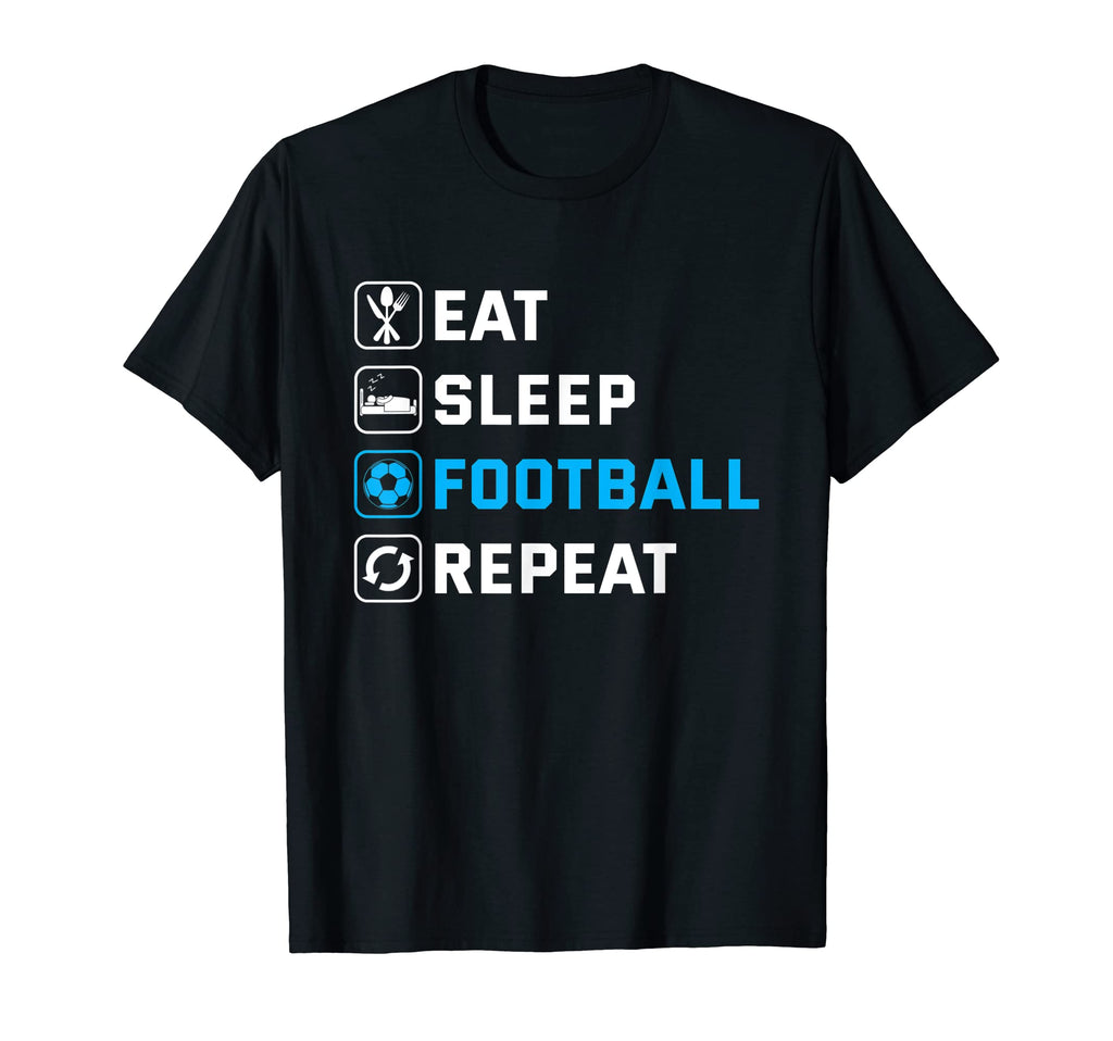 Eat Sleep Football Repeat T-Shirt - Minimalist Print for Adults