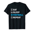 Eat Sleep Football Repeat T-Shirt - Minimalist Print for Adults
