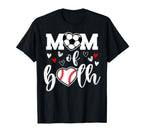 Mom Both Heart Soccer Baseball T-Shirt - Fun Novelty Design for Adults