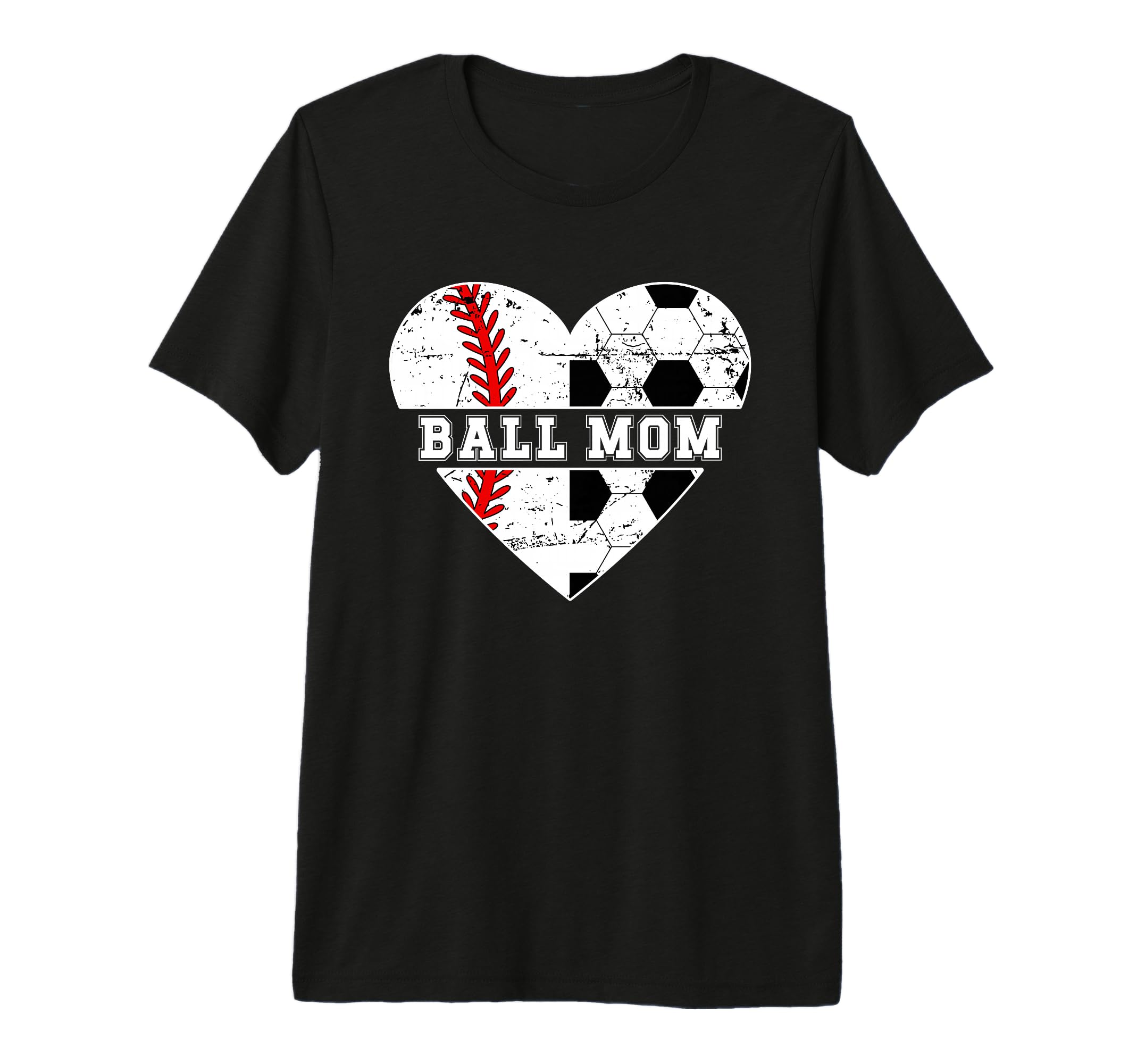Ball Mom Heart Soccer Baseball Mom T-Shirt - Casual Everyday Wear Unisex