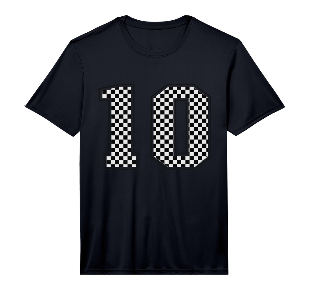 Number 10 Checkered Number T-Shirt - Casual Everyday Wear Unisex