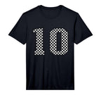 Number 10 Checkered Number T-Shirt - Casual Everyday Wear Unisex