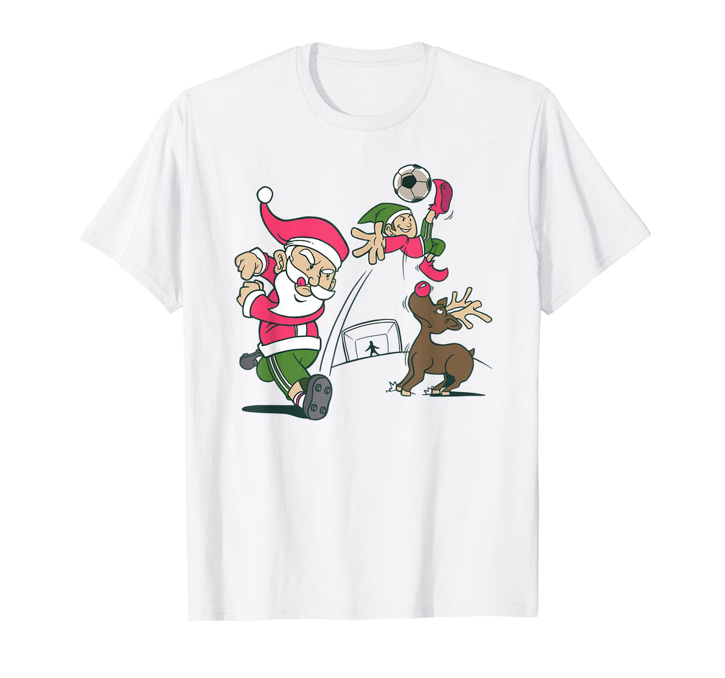 Santa Soccer Funny Elf And T-Shirt - Casual Everyday Wear for Adults