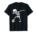 Dabbing Skeleton Soccer Halloween T-Shirt - Minimalist Print for Adults