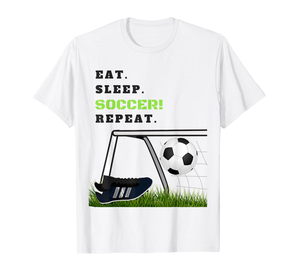 Eat Sleep Soccer Repeat Soccer Goal T-Shirt - Aesthetic Graphic Unisex