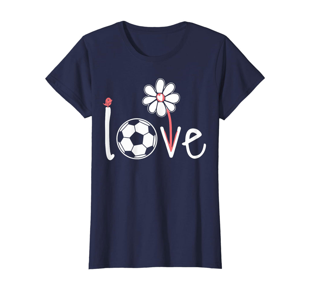 Soccer Love Soccer Sport Daisy Flower T-Shirt - Unique Graphic Men Women
