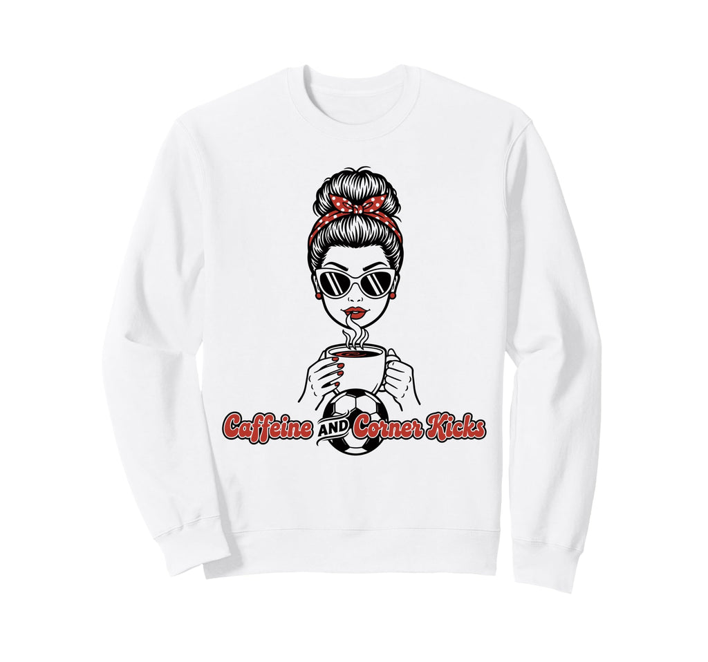 Caffeine And Corner Kicks Womens Sweatshirt - Aesthetic Graphic Unisex