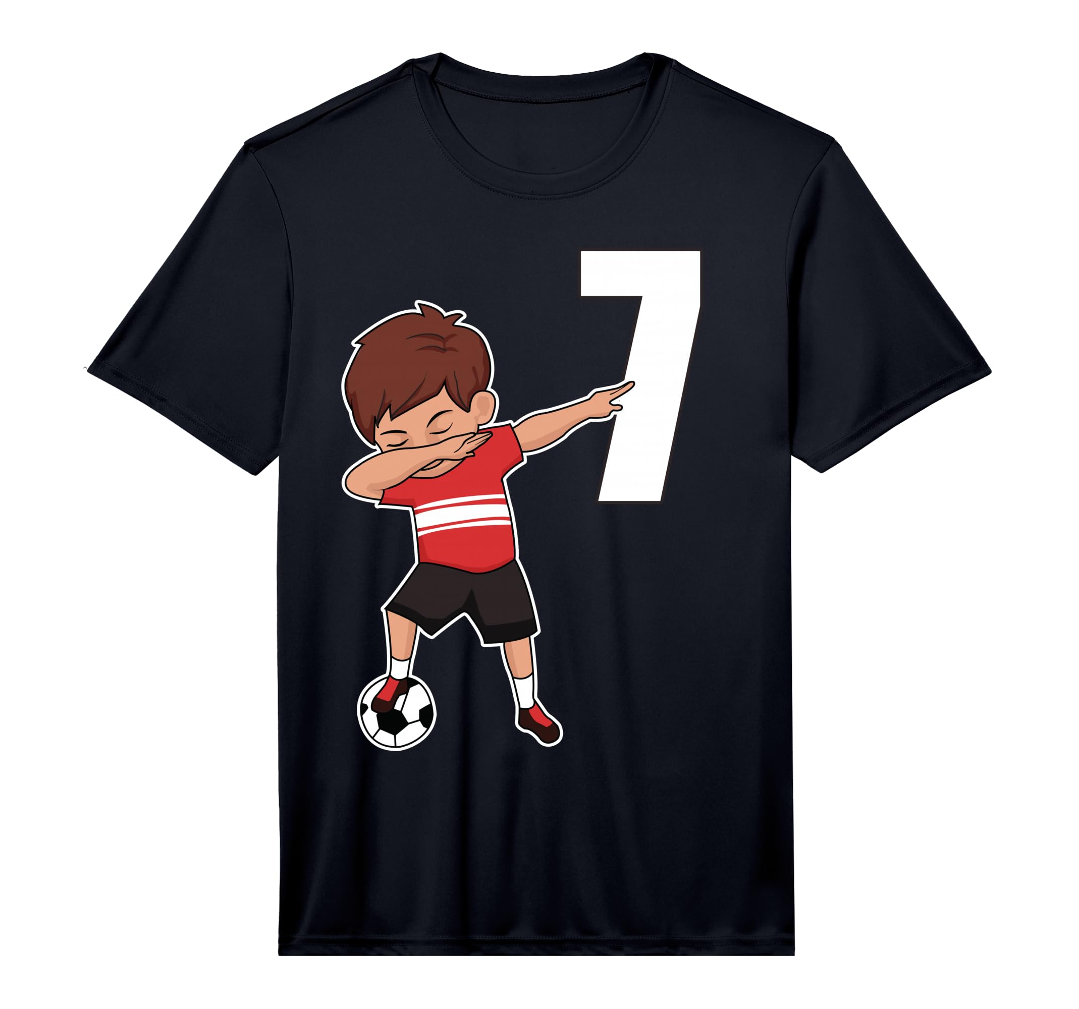 Soccer Number 7 Funny Dabbing T-Shirt - Casual Everyday Wear for Adults