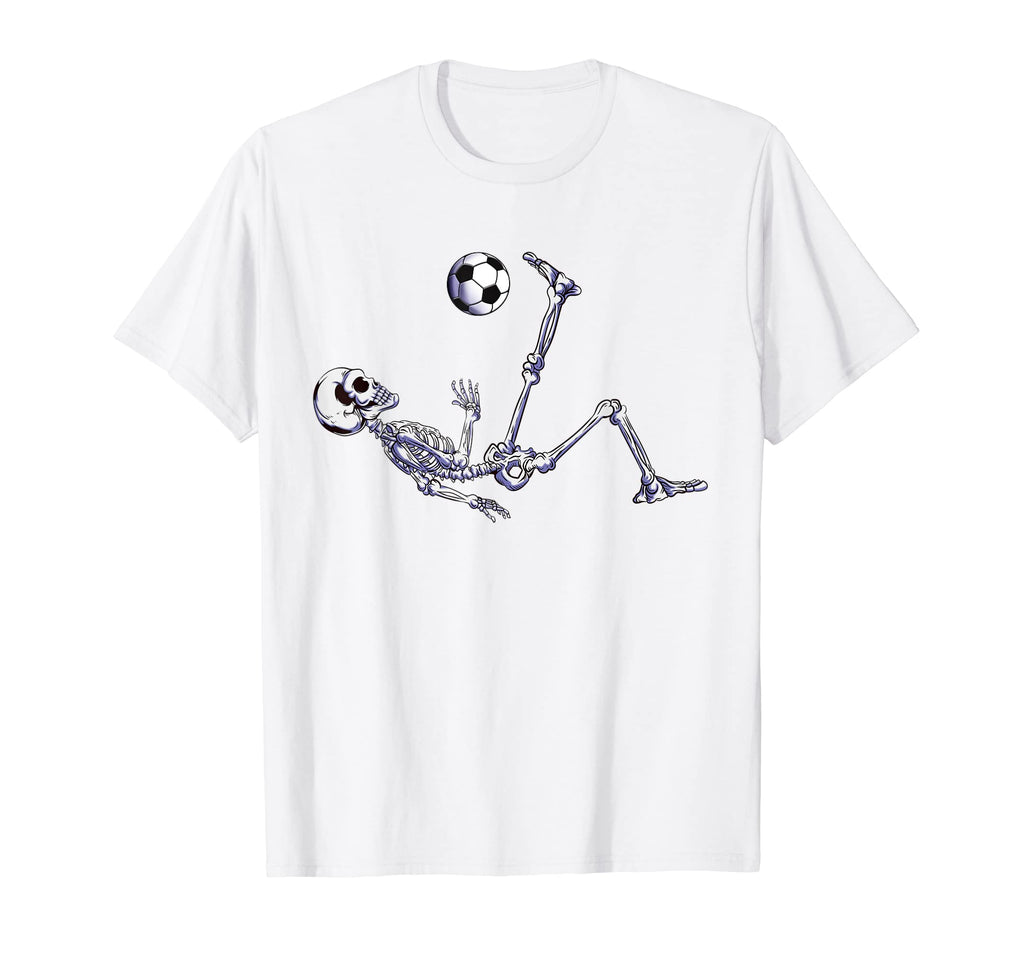 Skeleton Soccer Bicycle Kick Halloween T-Shirt - Trendy Graphic for Adults