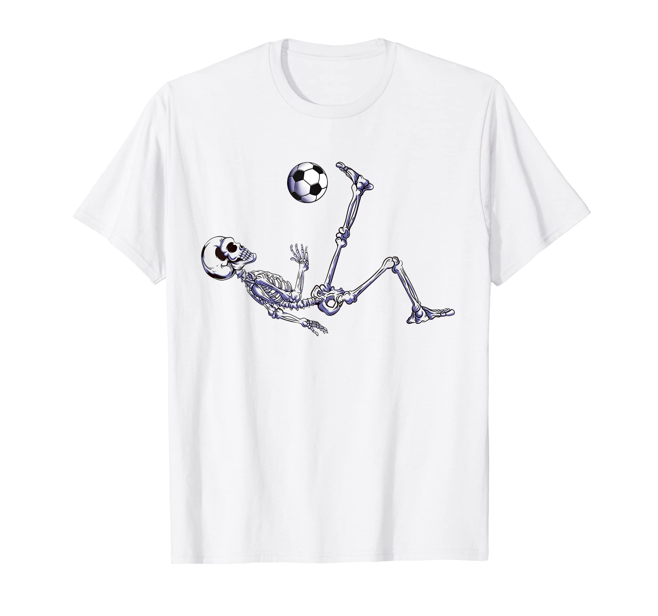 Skeleton Soccer Bicycle Kick Halloween T-Shirt - Trendy Graphic for Adults