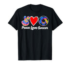 Peace Love Soccer Heart Ball Gift Love T-Shirt - Unique Graphic Men Women