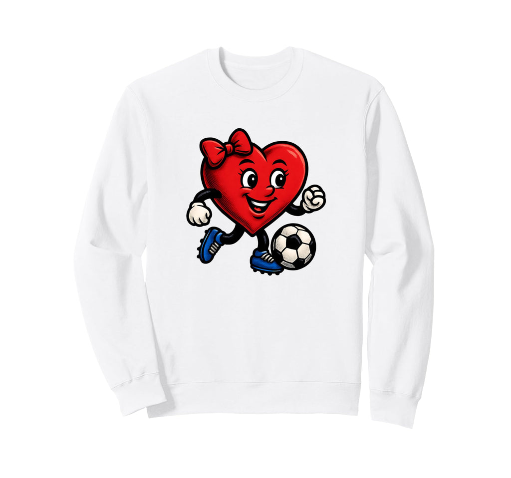 Funny Soccer Heart Coquette Bow Sweatshirt - Unique Graphic Men Women