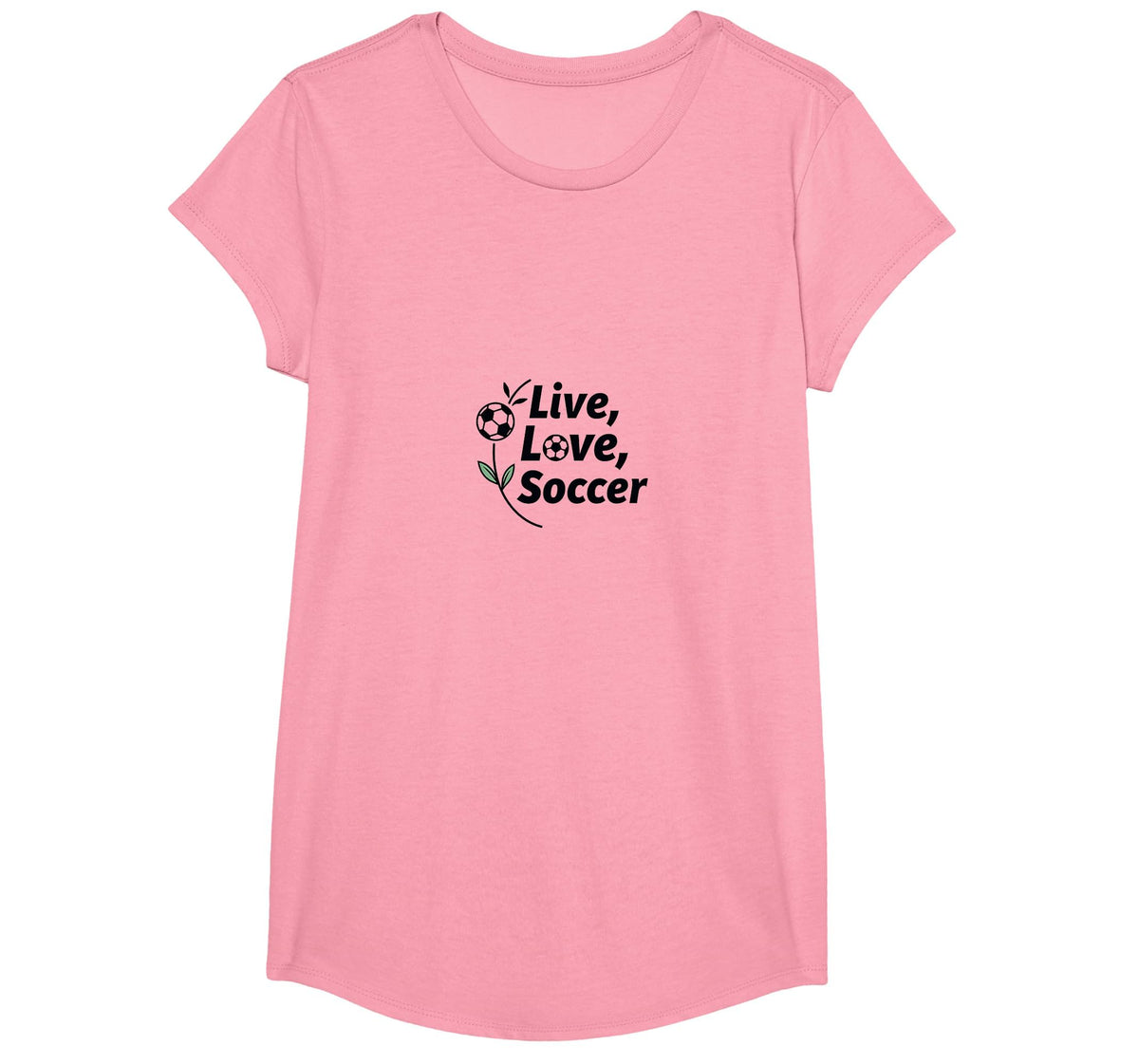 Live Love Soccer Womens Sports T-Shirt - Minimalist Print for Adults