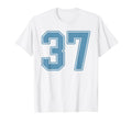 Light Blue Number 37 Jersey Player Uniform T-Shirt - Graphic Print Unisex