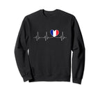 France Love Heartbeat And French Sweatshirt - Casual Everyday Wear Unisex