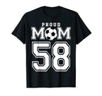 Number 58 Custom Proud Soccer Futbol T-Shirt - Casual Everyday Wear Unisex