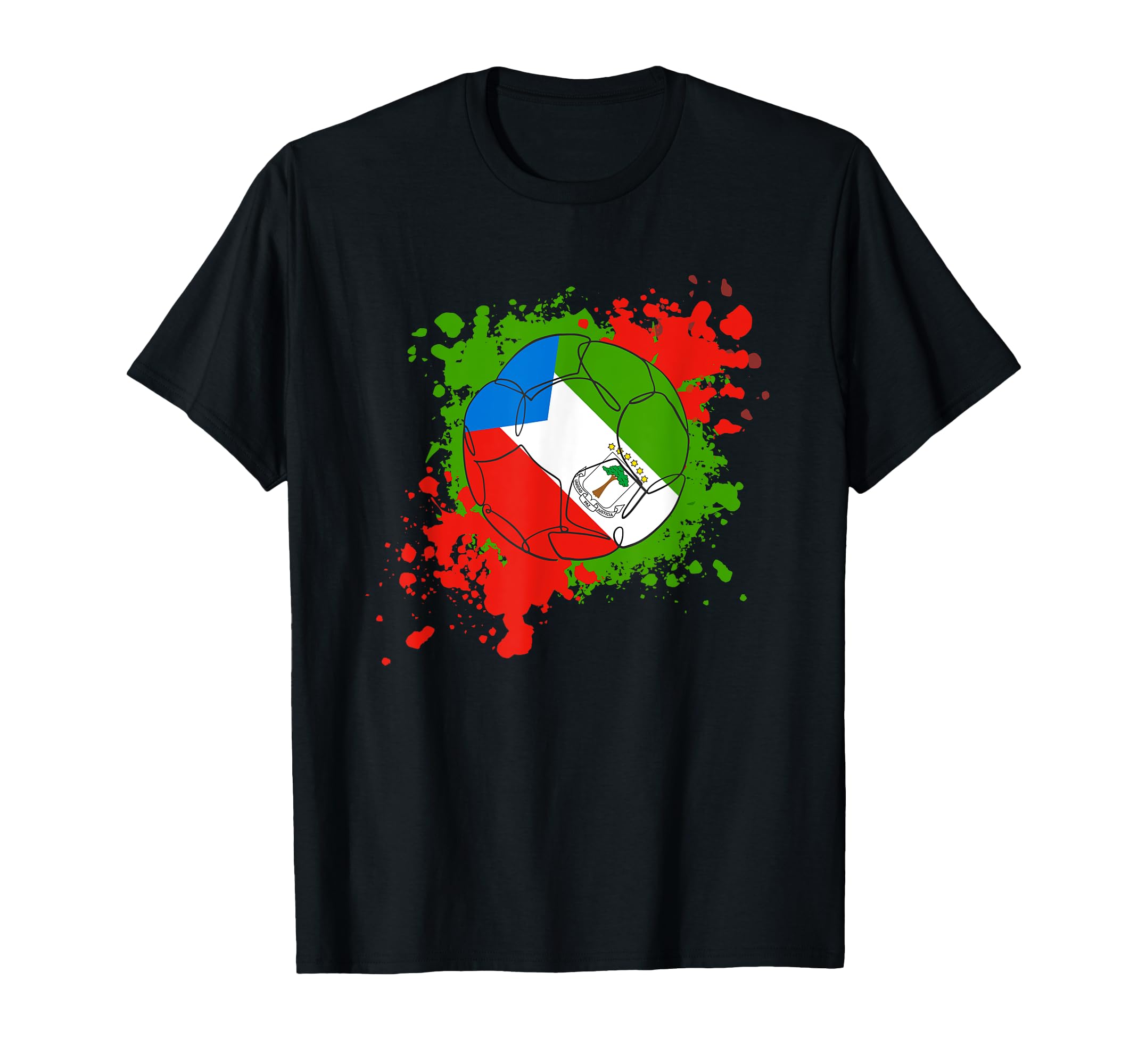 Soccer Ball Flag Equatorial Guinea T-Shirt - Aesthetic Graphic Men Women