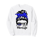 Mom Life Messy Bun Hair Funny Sweatshirt - Unique Graphic for Adults