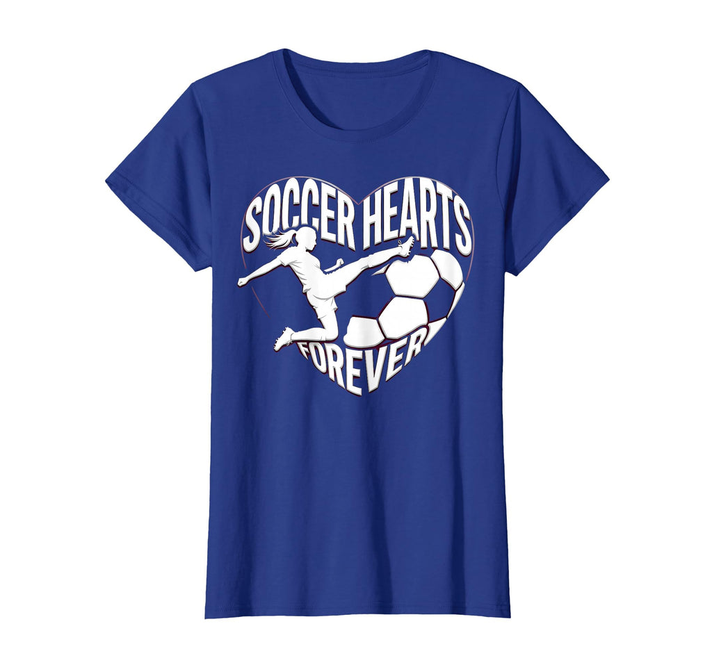 Soccer Hearts Forever Womens T-Shirt - Trendy Graphic for Adults