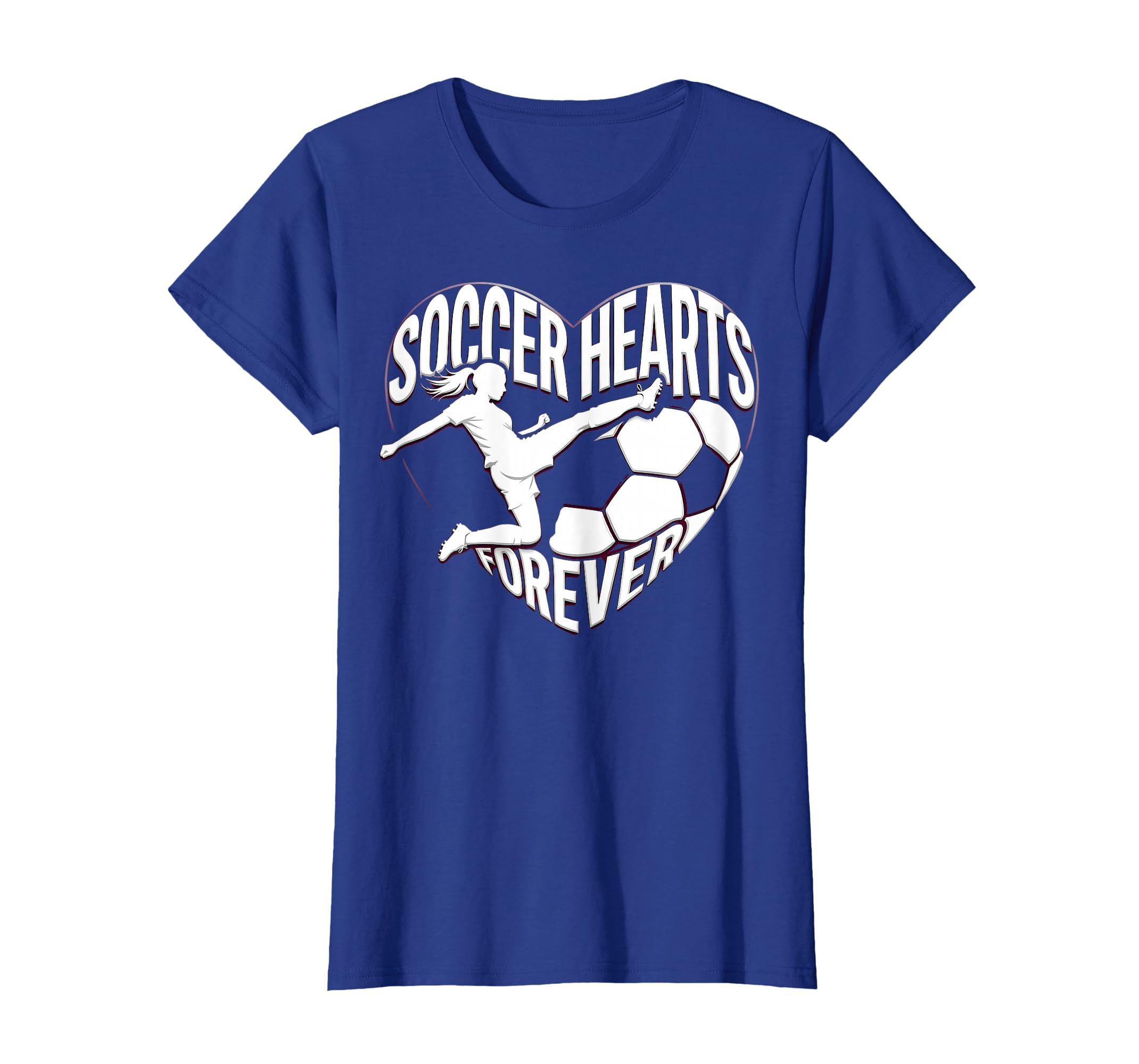 Soccer Hearts Forever Womens T-Shirt - Trendy Graphic for Adults