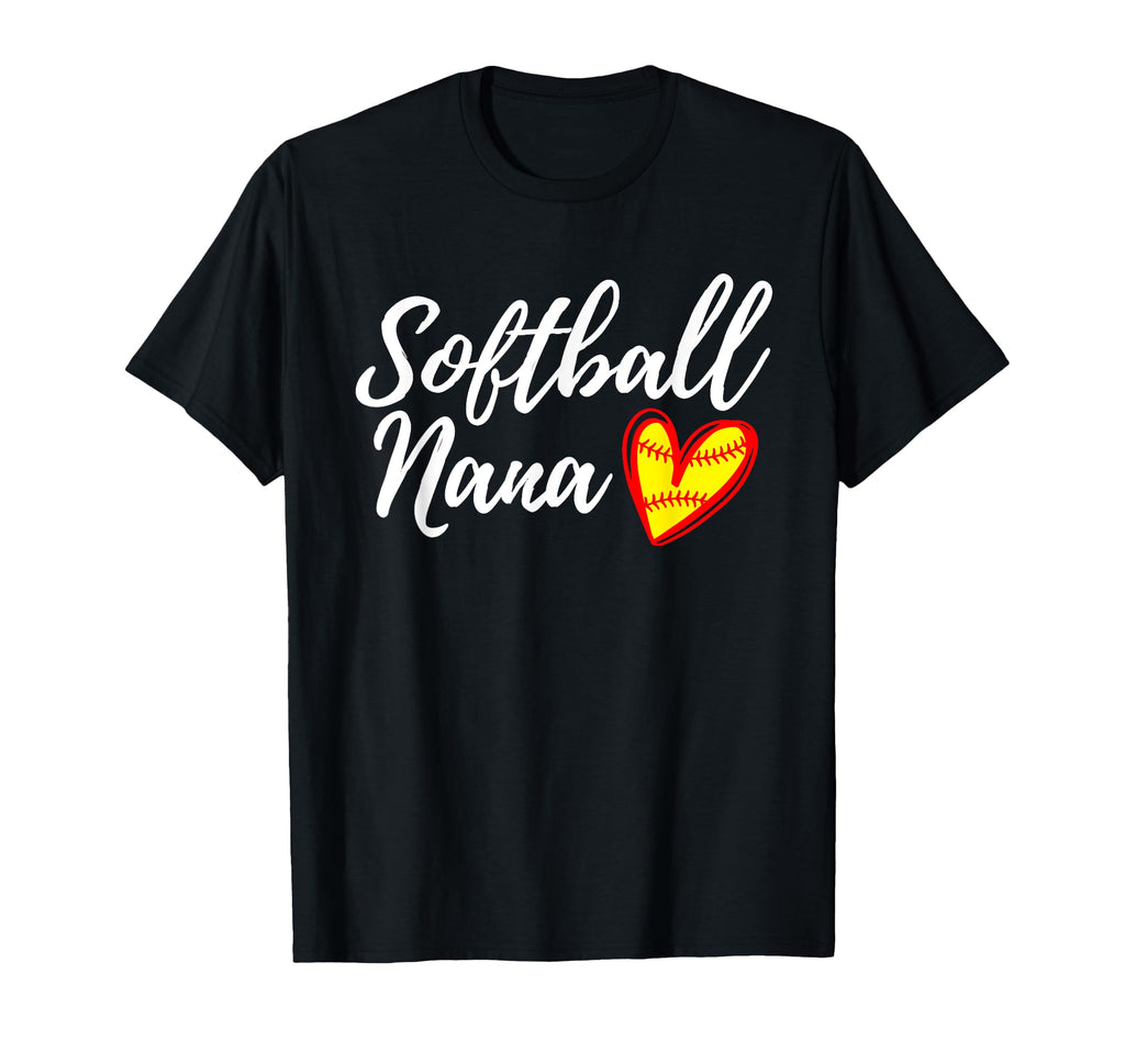 Softball Nana Heart Matching Grandma T-Shirt - Custom Art Print for Adults