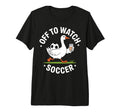 Off To Watch Soccer Goose Coffee Funny T-Shirt - Graphic Print for Adults