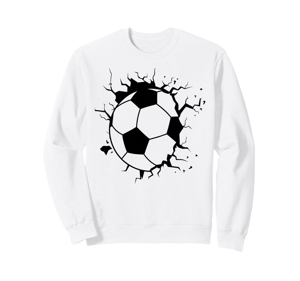 Soccer Ball Crashing Through Wall Sweatshirt - Novelty Apparel Men Women
