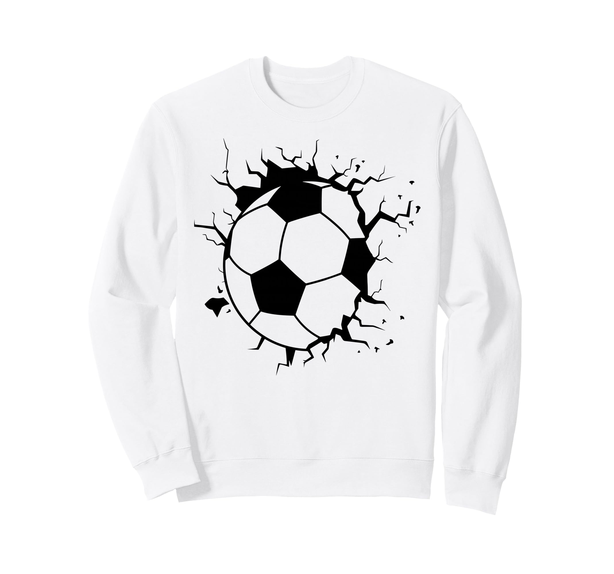 Soccer Ball Crashing Through Wall Sweatshirt - Novelty Apparel Men Women