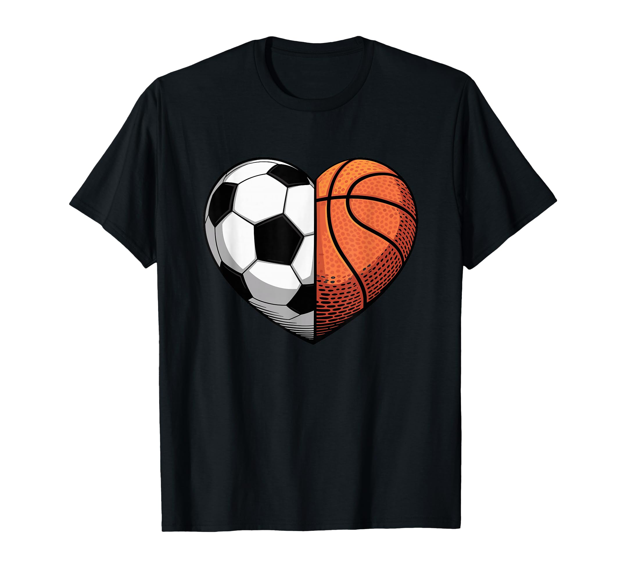 Soccer And Basketball Heart Sports T-Shirt - Unique Graphic Men Women