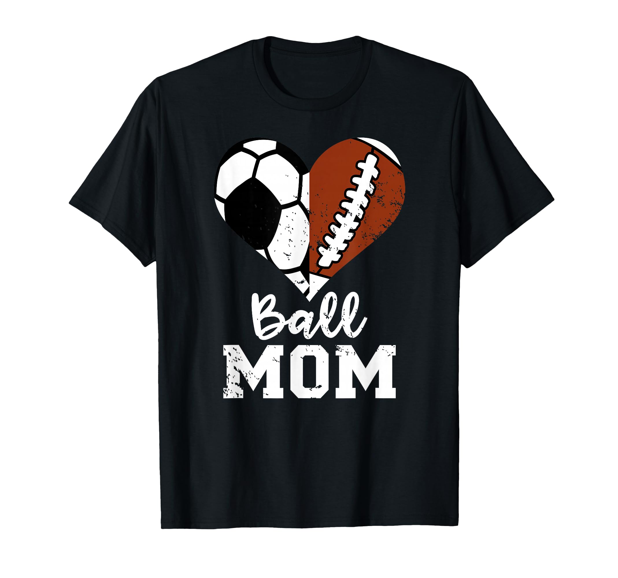 Ball Mom Heart Funny Football Soccer Mom T-Shirt - Graphic Print Men Women