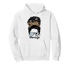 Mom Life Messy Bun Curly Hair Hoodie - Fun Novelty Design Unisex